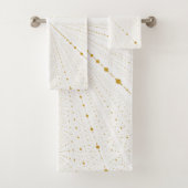 Infinity Space Stippen 2 - White en Gold- Bad Handdoek (Insitu)