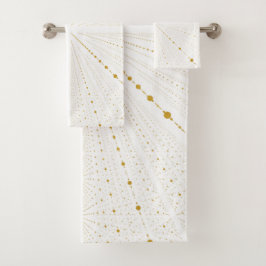 Infinity Space Stippen 2 - White en Gold- Bad Handdoek