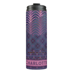 Infinity Star Artsy Navy en Roze Aanpasbaar Thermosbeker