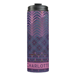 Infinity Star Artsy Navy en Roze Aanpasbaar Thermosbeker
