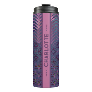 Infinity Star - Navy en roze verticale naam Thermosbeker