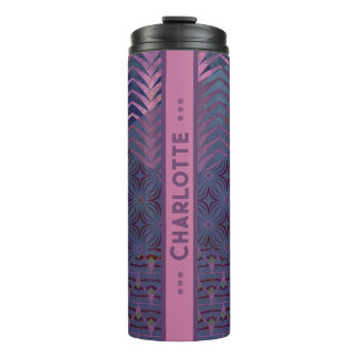 Infinity Star - Navy en roze verticale naam Thermosbeker