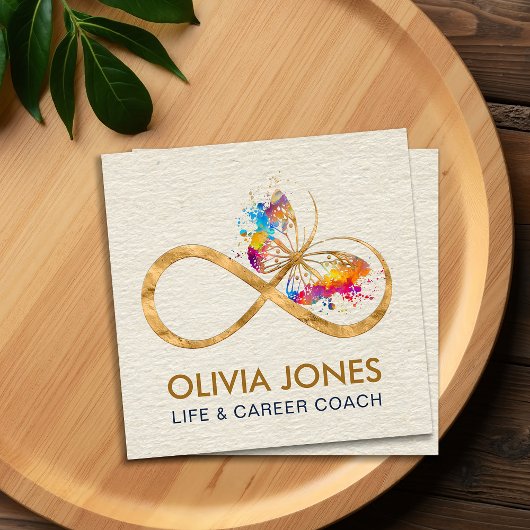 Infinity Symbol Butterfly Color Splatter Vierkante Visitekaartje