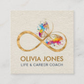 Infinity Symbol Butterfly Color Splatter Vierkante Visitekaartje (Voorkant)