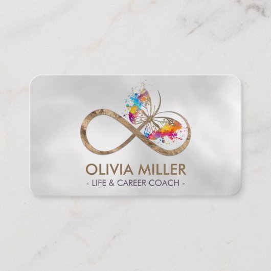 Infinity Symbol Butterfly Color Splatter Visitekaartje (Voorkant)