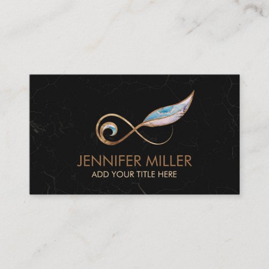 Infinity Symbol Feather - Gold- en inktpastels Visitekaartje (Voorkant)