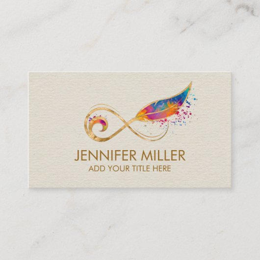Infinity Symbol Feather - Kleursplaatster Visitekaartje (Voorkant)
