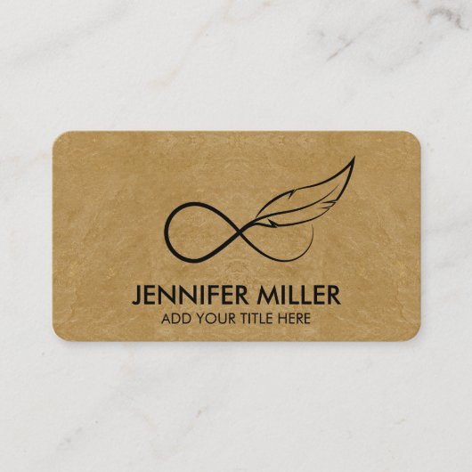 Infinity Symbol Feather - Line Art Visitekaartje (Voorkant)