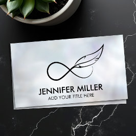 Infinity Symbol Feather - Line Art Visitekaartje