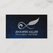 Infinity Symbol Feather - Zilver en Pearl Visitekaartje (Voorkant)