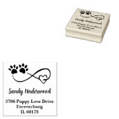 Infinity Symbol Heart & Paws Return Address Stamp Rubberstempel (Gestempeld)
