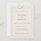 Infinity Symbol Monogram Champagne White Wedding Kaart (Voorkant)