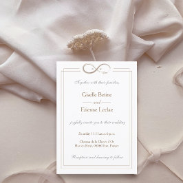 Infinity Symbol White Grey Gold Wedding Kaart