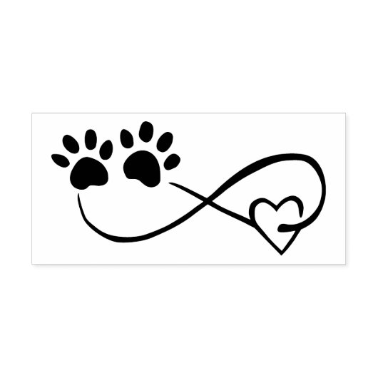 Infinity Symbol with Heart & Paw Prints Art Stamp Rubberstempel (Afrduk)