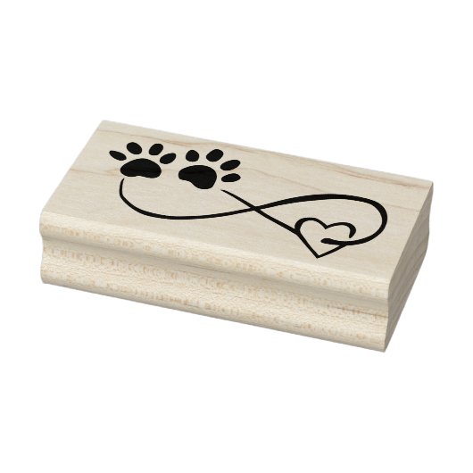 Infinity Symbol with Heart & Paw Prints Art Stamp Rubberstempel (Stempel)