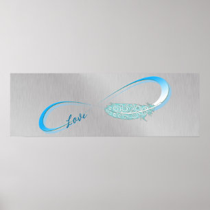 Infinity Symbol with Love and Feather Poster