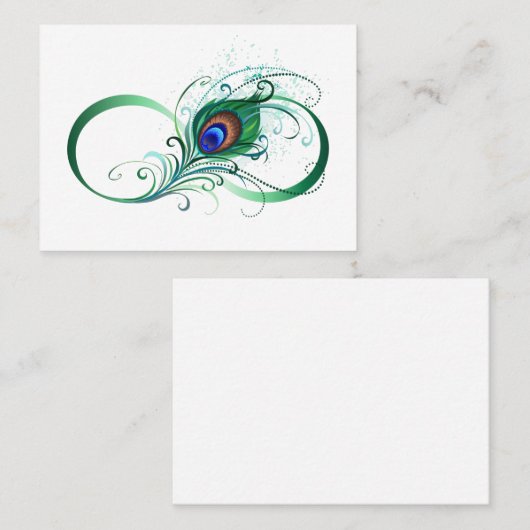 Infinity Symbol with Peacock Feather Afsprakenkaartje (Voorkant / Achterkant)