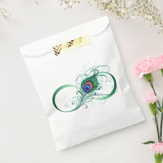 Infinity Symbol with Peacock Feather Bedankzakje (Gezegeld)