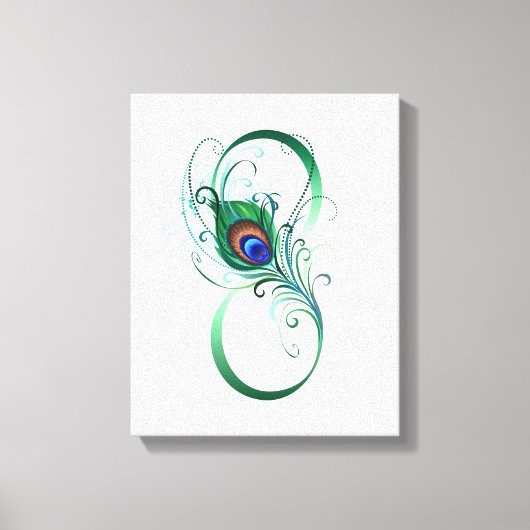 Infinity Symbol with Peacock Feather Canvas Afdruk (Voorkant)