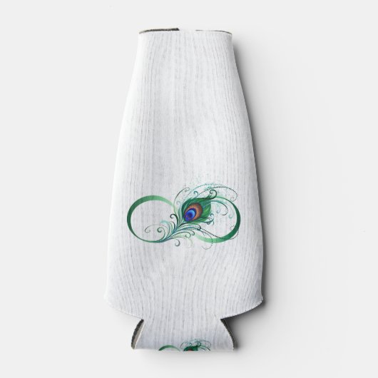 Infinity Symbol with Peacock Feather Flesjeskoeler (Voorkant)