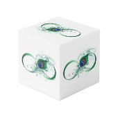 Infinity Symbol with Peacock Feather Kubus (Achter hoekig)