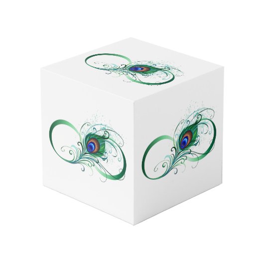 Infinity Symbol with Peacock Feather Kubus (Voorkant hoekig)