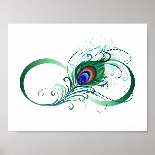Infinity Symbol with Peacock Feather Poster (Voorkant)