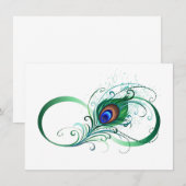 Infinity Symbol with Peacock Feather Save The Date (Voorkant / Achterkant)