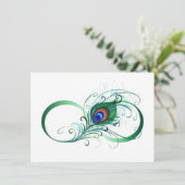 Infinity Symbol with Peacock Feather Save The Date (Staand voorkant)