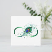 Infinity Symbol with Peacock Feather Save The Date (Staand voorkant)