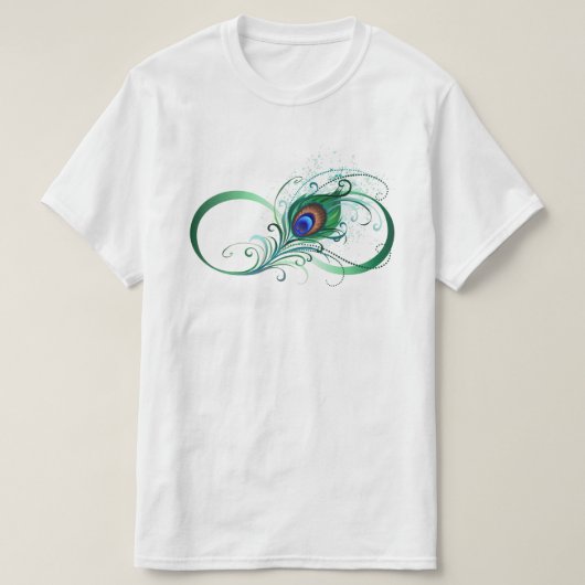 Infinity Symbol with Peacock Feather T-shirt (Design voorkant)