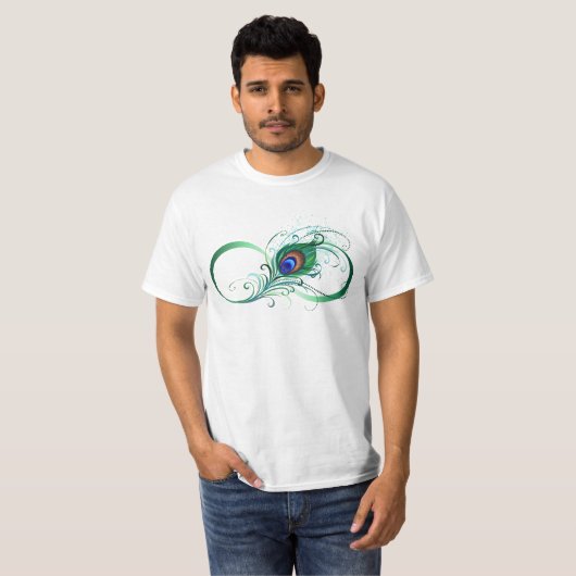 Infinity Symbol with Peacock Feather T-shirt (Voorkant volledig)