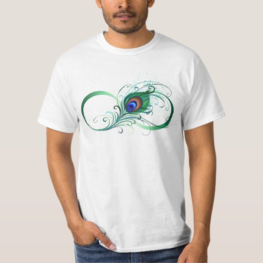 Infinity Symbol with Peacock Feather T-shirt (Voorkant)
