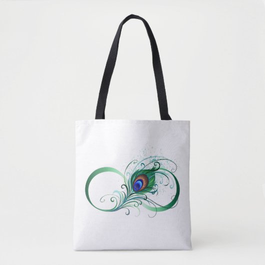 Infinity Symbol with Peacock Feather Tote Bag (Voorkant)