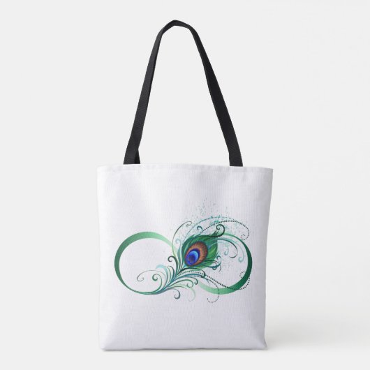 Infinity Symbol with Peacock Feather Tote Bag (Achterkant)