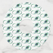 Infinity Symbol with Peacock Feather Wijnglaslabel (Voorkant)