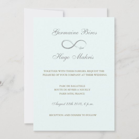 Infinity symbool aqua gray goudelegant bruiloft kaart (Voorkant)