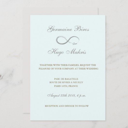Infinity symbool aqua gray goudelegant bruiloft kaart (Voorkant / Achterkant)