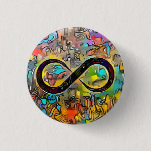Infinity symbool    Autisme Bewustmaking Neurodive Ronde Button 3,2 Cm