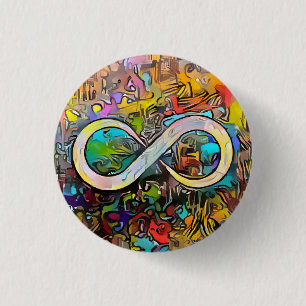 Infinity symbool    Autisme Bewustmaking Neurodive Ronde Button 3,2 Cm