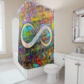 Infinity symbool | Autisme Bewustmaking Neurodiver Douchegordijn (In situ)