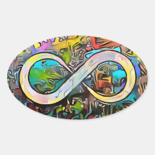 Infinity symbool   Autisme Bewustmaking Neurodiver Ovale Sticker