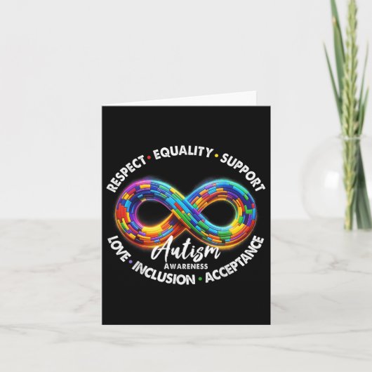 Infinity Symbool Autisme Bewustzijn Respect Gelijk Kaart (Voorkant)