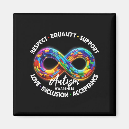 Infinity Symbool Autisme Bewustzijn Respect Gelijk Magneet (Voorkant)