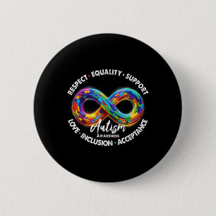 Infinity Symbool Autisme Bewustzijn Respect Gelijk Ronde Button 5,7 Cm