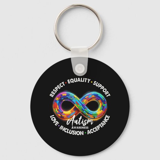 Infinity Symbool Autisme Bewustzijn Respect Gelijk Sleutelhanger (Voorkant)
