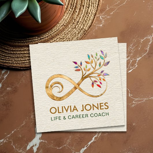 Infinity-symbool - boomtak vierkante visitekaartje
