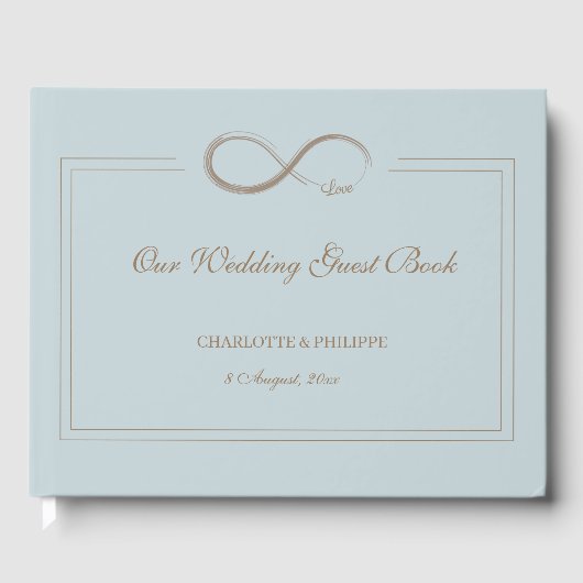 Infinity symbool Dusty Blue Grey Gold Wedding Gastenboek (Voorkant)