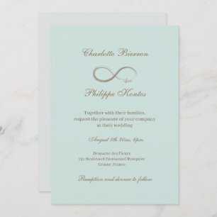 Infinity Symbool Elegant Gold Mint Gray Wedding Kaart