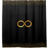 Infinity symbool & Gold Confetti op zwart Douchegordijn (Voorkant)